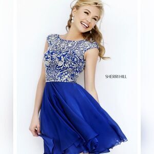 Nearly NEW Sherri Hill Navy Shorty Style # 32320